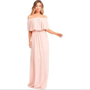 Show Me Your Mumu Blush Pink Hacienda Bridesmaid Smocked Waist Maxi Dress Size M